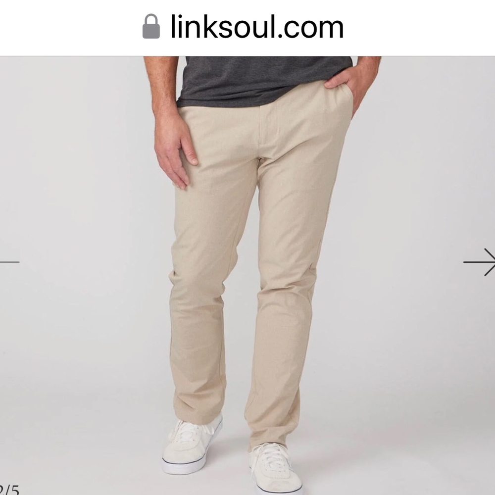 LINKSOUL Men’s Chino Boardwalker Pant, Khaki, Sz 35 x 32, Golf or Everyday, NWT